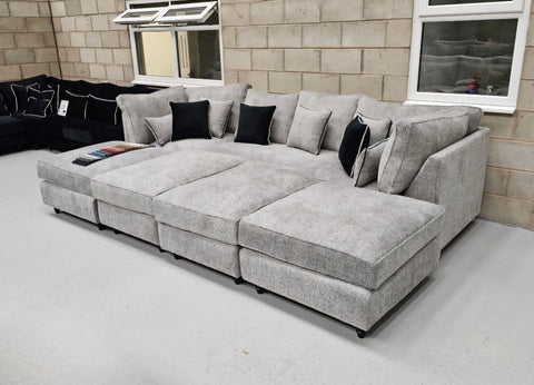 Belgravia Cinema Style Sofa - Steel Boucle Fabric 