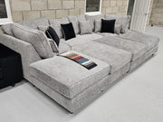 Belgravia Cinema Style Sofa - Steel Boucle Fabric 