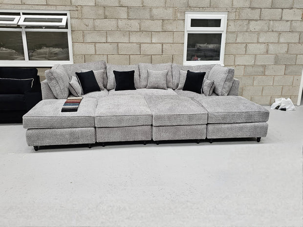 Belgravia Cinema Style Sofa - Steel Boucle Fabric 