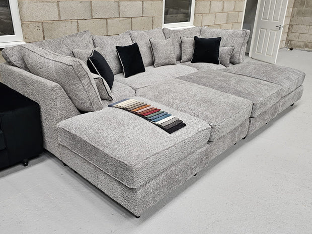 Belgravia Cinema Style Sofa - Steel Boucle Fabric 