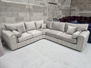 Milano Corner Sofa – Pebble Plush Fabric 