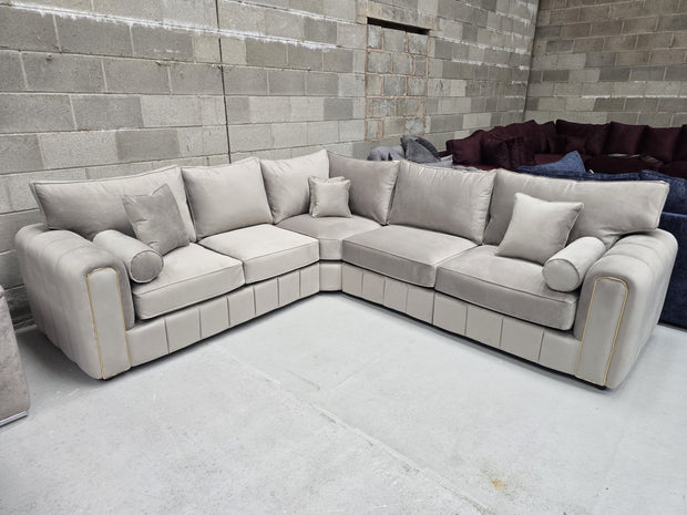 Milano Corner Sofa – Pebble Plush Fabric 