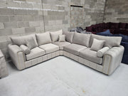 Milano Corner Sofa – Pebble Plush Fabric 