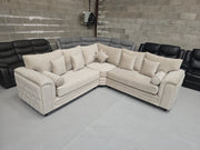 Zara Chesterfield Corner Sofa – Cream Plush Fabric 