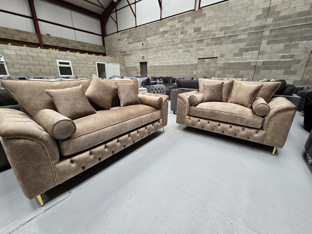3+2 Malibu Sofa Set -  Dapple Caramel Fabric 