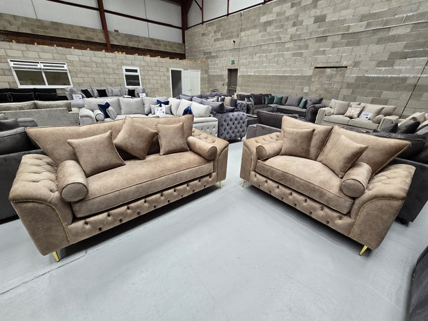 3+2 Malibu Sofa Set -  Dapple Caramel Fabric 