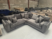 Mayfair Chesterfield Corner Sofa - Asphalt Plush Fabric 