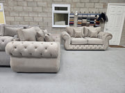 3+2 Rio Chesterfield Sofa Set - New Coffee Plush Fabric 