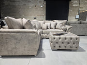 Malibu Chesterfield Corner Sofa – Stone Daytona Fabric 