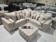 Malibu Chesterfield Corner Sofa – Stone Daytona Fabric 