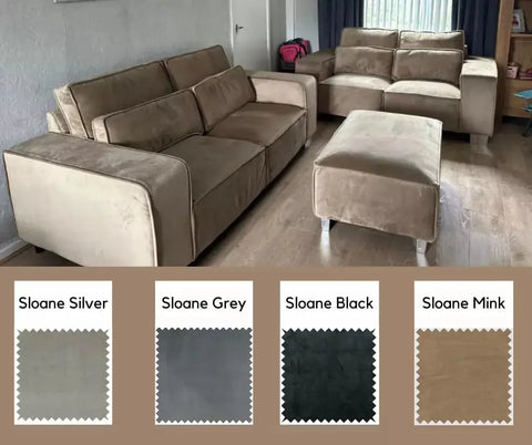 Sloane 2+3 Seater Sofa Set – Plush Mink Velvet | Premium Comfort 