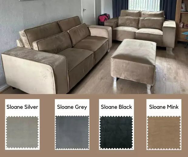 Sloane 2+3 Seater Sofa Set – Plush Mink Velvet | Premium Comfort 