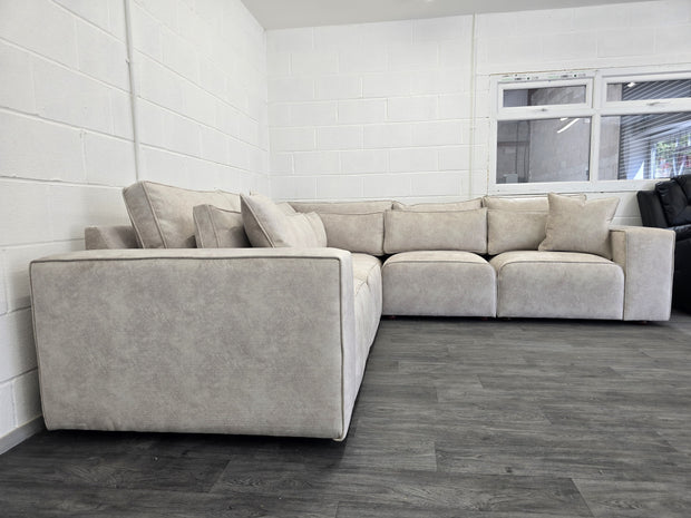 Cube Modular Corner Sofa - Cream Dapple Fabric 