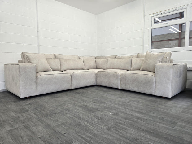 Cube Modular Corner Sofa - Cream Dapple Fabric 