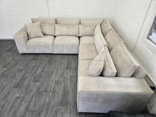 Cube Modular Corner Sofa - Cream Dapple Fabric 