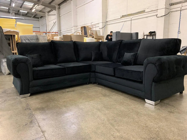 5 Seater Verona Grey Corner Sofa – Full Back L-Shaped Sofa in Grey, Mink, or Black 