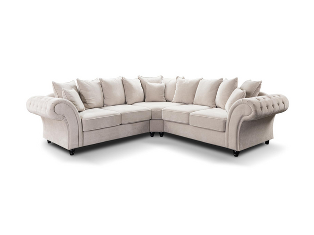 Windsor Large Cream Corner Sofa – L-Shaped Tufted Sofa