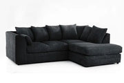 Dylan Black L-Shaped Corner Sofa – Jumbo Cord 3+2 Seater for Small Living Spaces 