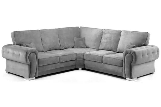 5 Seater Verona Grey Corner Sofa – Full Back L-Shaped Sofa in Grey, Mink, or Black 