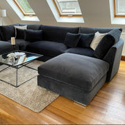 Belgravia U Shape Corner Sofa Set In Plush Grey Fabric 