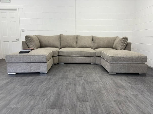 U shape sofa in teddy fabric [ mink ] 