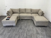 U shape sofa in teddy fabric [ mink ] 