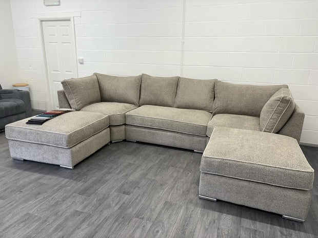 U shape sofa in teddy fabric [ mink ] 