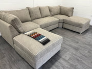 U shape sofa in teddy fabric [ mink ] 