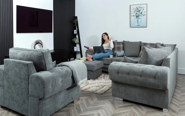 Verona 5 Seater Sofa 2C2 in Grey | Scatter Back Cushions | All Covers Washable|145687027326