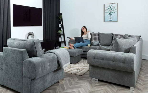 Verona 5 Seater Sofa 2C2 in Grey | Scatter Back Cushions | All Covers Washable|145687027326