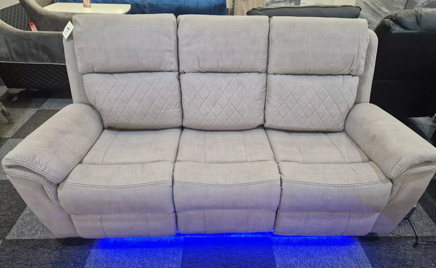 Florence Fabric Electric Recliner Sofa 3+2 Seater Light Grey With Led Lights 