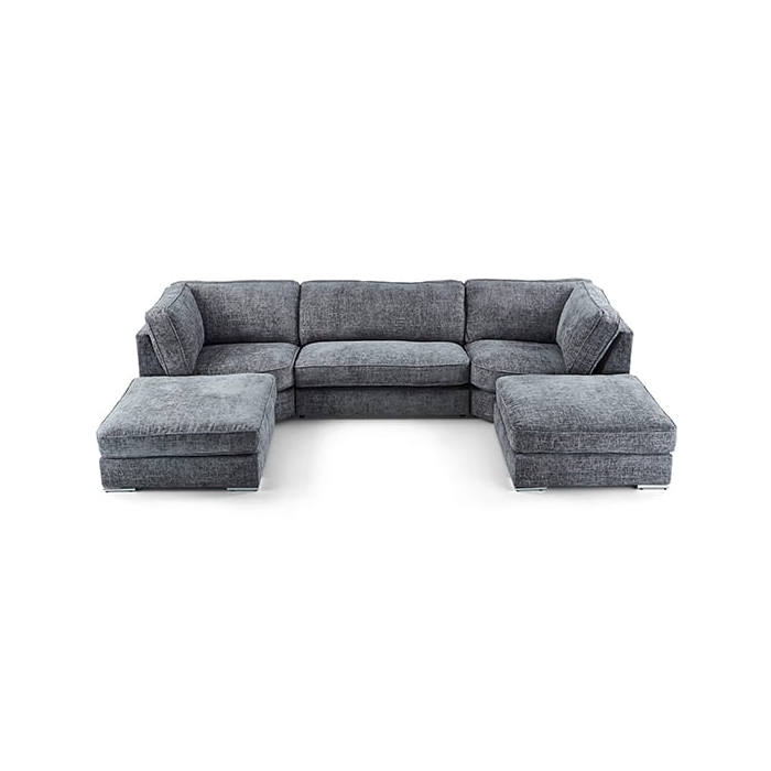 Kensington U-Shape Grey Fabric Sofa - oaksofaland