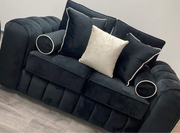 3+2 Set | Milano Full Back Sofas | Black Plush Velvet