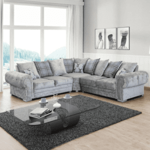 Verona Sofas Suite Corner Sofa Light Grey Fabric